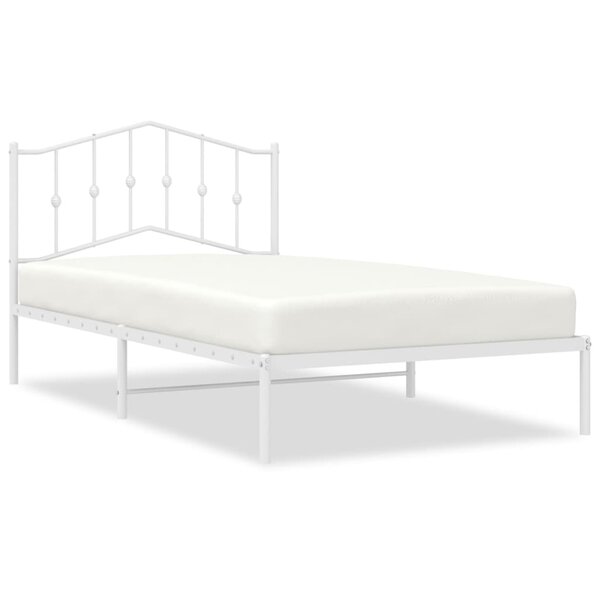 vidaXL Cadre de lit métal avec tête de lit blanc 107x203 cm