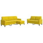 vidaXL Ensemble de canapés 3 Pièces avec coussins Jaune Velours