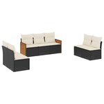 vidaXL Salon de jardin 7 Pièces avec coussins noir résine tressée