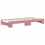 vidaXL Lit de jour avec gigogne et tiroirs rose 90x200 cm velours