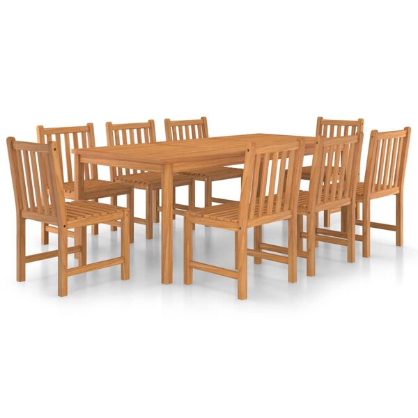 vidaXL Ensemble à manger de jardin 9 Pièces Bois de teck solide
