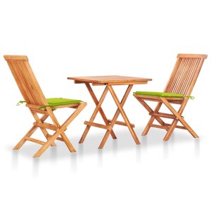 vidaXL Ensemble de bistro 3 Pièces avec coussins vert vif Bois de teck