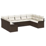 vidaXL Ensemble de Canapés de Jardin 9 Pièces avec Coussins Marron Rotin Poly