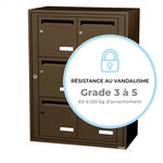 Bloc collectif leabox.com  2x3  grade 3  simple face  Intérieur  fixation murale  Brun Sepia RAL 8014 finition brillante