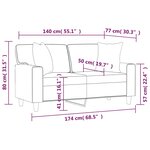 vidaXL Canapé 2 places avec oreillers crème 140 cm similicuir