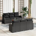vidaXL Ensemble de Canapés de Jardin 7 Pièces Coussins Noir Rotin Synthétique Acier