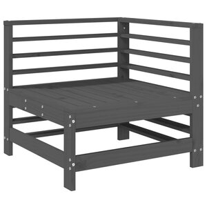 vidaXL Canapé d'angle de jardin gris bois de pin massif