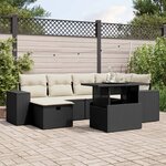vidaXL Salon de jardin 7 Pièces avec coussins noir résine tressée