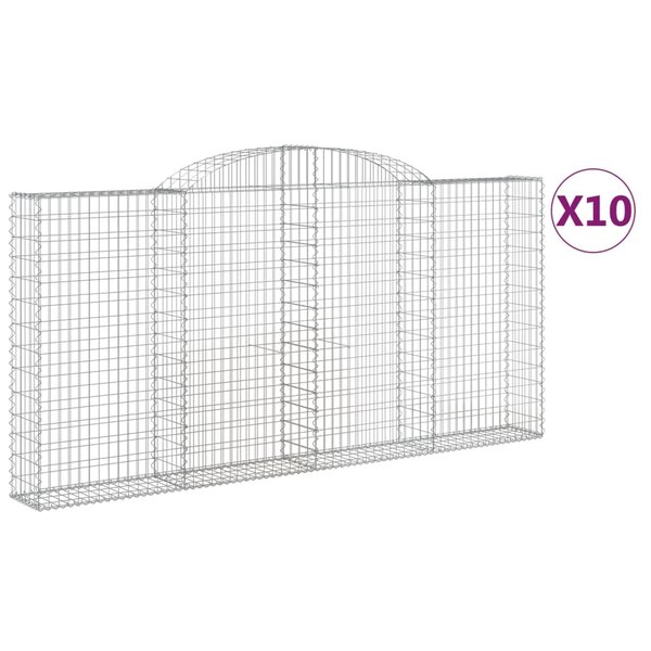 vidaXL Paniers à gabions arqués 10 Pièces 300x30x140/160 cm fer galvanisé