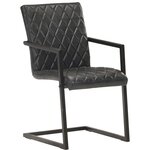 vidaXL Chaises à manger cantilever lot de 6 noir cuir véritable
