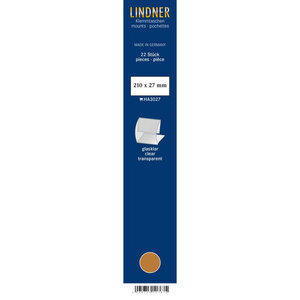 Bandes Klemmfix double soudure 210 x 27 mm pour timbres-poste. Fond - Transparent