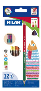 Crayons bicolores triangulaires 12 pièces
