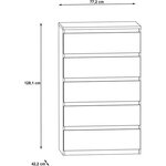 Commode CHELSEA 5 tiroirs - 77 2 x 42 2 x 128 1 - optique béton clair KILOX et blanc mat