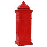 Boîte aux lettres à pilier aluminium vintage antirouille Rouge Rouge 02_0041556