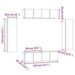 vidaXL Ensemble de meubles TV 6 Pièces Sonoma gris Bois d'ingénierie
