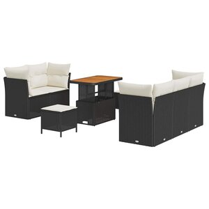 vidaXL Ensemble de canapé de jardin avec coussin 8 Pièces Noir et crème