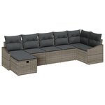 vidaXL Set de canapé de jardin 7 pièces avec coussins gris poly rotin