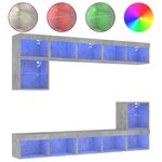vidaXL Unités murales TV avec LED 8 Pièces gris béton bois d'ingénierie