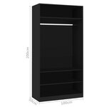 vidaXL Garde-robe Noir 100 x 50 x 200 cm Bois d'ingénierie