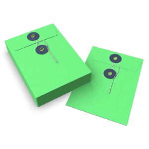 Lot de 20 enveloppes verte + bleu marine à rondelle et ficelle 162x114