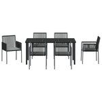 vidaXL Ensemble de salle à manger de jardin 7 pièces avec coussins en poly rattan noir