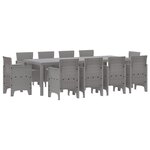 vidaXL Ensemble de Salle à Manger de Jardin 11 pièces Gris Poly Rattan