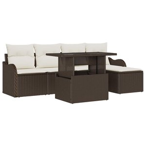 vidaXL Ensemble de sièges d'extérieur 6 Pièces Marron Poly rotin