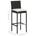 vidaXL Ensemble de bar de jardin 5 Pièces et coussins Résine tressée Noir