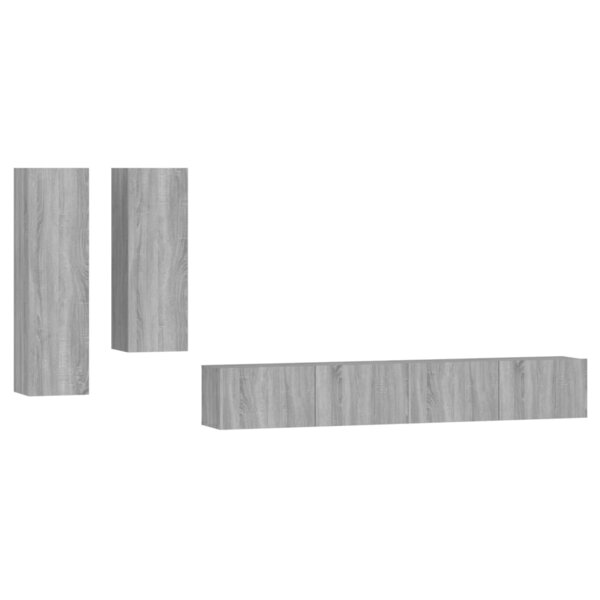 vidaXL Ensemble de meubles TV 4 Pièces Sonoma gris Bois d'ingénierie
