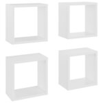 vidaXL Étagères cube murales 4 Pièces Blanc 26x15x26 cm