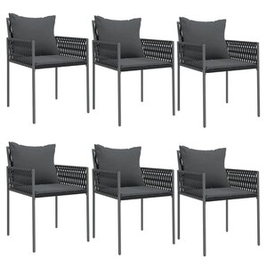 vidaXL Chaises de jardin avec coussins lot de 6 noir 54x61x83 cm rotin