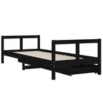 vidaXL Cadre de lit enfant tiroirs noir 80x200 cm bois de pin massif
