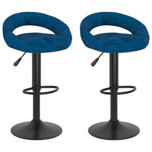 Vidaxl tabourets de bar 2 pcs bleu velours