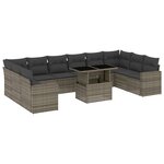 vidaXL Salon de jardin 11 Pièces avec coussins gris résine tressée