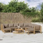 vidaXL Salon de jardin 11 Pièces avec coussins taupe bambou