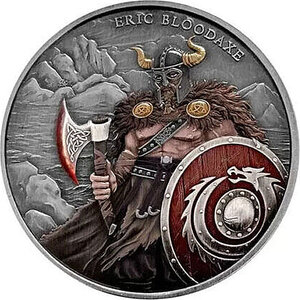 Pièce de monnaie en Argent g 31.1 (1 oz) Millésime 2023 Legendary Warriors Medals ERIC BLOODAXE