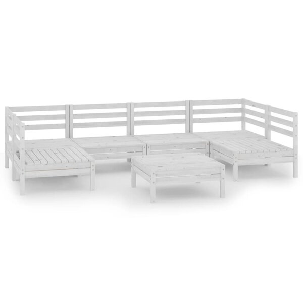 vidaXL Salon de jardin 7 Pièces Blanc Bois de pin massif