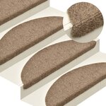 vidaXL Tapis d'escalier autocollants 15 Pièces Crème 65x21x4cm Aiguilleté