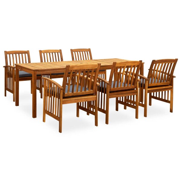 vidaXL Mobilier à dîner de jardin 7 Pièces avec coussins Acacia solide