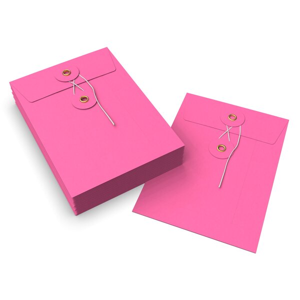 Lot de 20 enveloppes rose à rondelle et ficelle 162x114