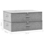 vidaXL Boîtes de rangement 2 Pièces Tissu 70x40x18 cm Gris