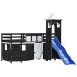 vidaXL Lit mezzanine enfants avec tour blanc/noir 90x190 cm pin massif