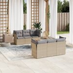 vidaXL Salon de jardin avec coussins 7Pièces mélange beige résine tressée