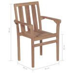 vidaXL Chaises empilables de jardin lot de 2 Bois de teck solide