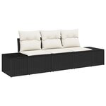 vidaXL Ensemble de Canapés de Jardin 3 Pièces avec Coussins Noir Poly Rotin
