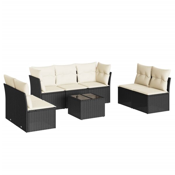 vidaXL Salon de jardin 8 Pièces avec coussins noir résine tressée