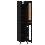 vidaXL Buffet haut Noir 34 5x34x180 cm Bois d'ingénierie