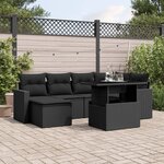 vidaXL Salon de jardin 7 Pièces avec coussins noir résine tressée