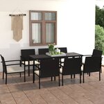 vidaXL Ensemble à manger de jardin 9 Pièces Résine tressée Noir