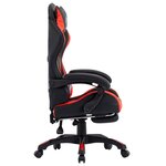 Chaise fauteuil siège pivotante de bureau informatique étude de jeux vidéo et repose-pied et similicuir rouge 02_0024225